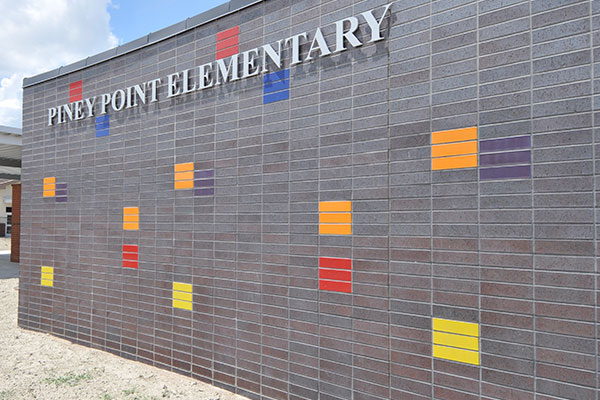 Piney Point Elementary brick wall installation